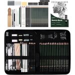 43pcs professional art crayons de dessin avec crayons  croquis crayon graphite artiste set malette dessin ...