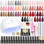 44pcs kit ongle gel uv complet avec lampe uv 22pcs vernis semi permanent avec 4pcs base top coat brillant ...