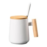450ml vintage manche en bois tasse  caf en cramique design nordique couvercle porcelaine th lait ...