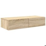 463326& �tag�re murale - salle de bain - avec tiroirs ch�ne sonoma - bois - panneaux de particules