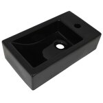 46655& vasque - vier bac  laver - avec trou de robinet cramique noir 46 x 255 x 12 cm