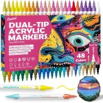 48 couleurs feutre acrylique 24pcs double pointe acrylic paint marker marqueurs permanents pour