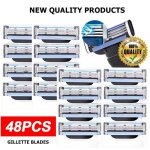 48 pièces lame en acier inoxydable tranchante 3 couches rasoir de sécurité pour gillette mach 3 lames ... 48 pièces lame en acier inoxydable tranchante 3 couches rasoir de sécurité pour gillette mach 3 lames ...