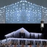 480 led guirlande rideau lumineux 19m lumires de nol extrieur et intrieur tanche 8 modes fairy lights ...