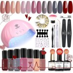 48w lampe uv kit manucure semi permanent 22pcs kit ongle gel uv complet nude gris rouge 7 couleurs 6ml ...