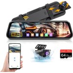 4k dashcam retroviseur?wifi?10 pouces �cran tactile ips retroviseur camera de recul with carte sd 64g ...