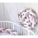 4m b�b� tour de lit coussin serpent coussin tress� pare - chocs velours protection b�b� blanc + gris ...