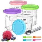 4pcs bacs crme glace pour ninja creami pot glace avec couvercles en silicone compatibles avec les sries ...