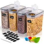 4pcs boite de rangement cuisine 4l en plastique scelle avec couvercle sans bpa pour stocker cerealesptes ...