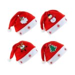 4pcs bonnet noel chapeau rouge chapeau de nol chapeaux de pre nol bonnet de nol dcoration de nol ...