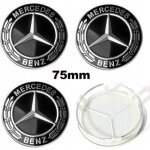 4pcs centre de roue 75mm full noir mercedes benz logo cache moyeu jante emblme