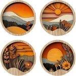 4pcs dcor mural en bois boho - dcorations murales bohmes pour sjour cadres ronds gomtriques estht ...