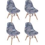 4pcs housse de chaise scandinaves extensible housse de chaise de salle  manger feuilles de ginkgo gris ...