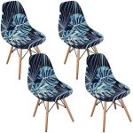 4pcs housse de chaise scandinaves extensible housse de chaise de salle  manger fort tropicale bleue ...
