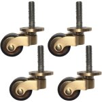4pcs laiton massif roulettes de meubles doruniversellesroues pivotantes en caoutchouc de style ancienavec ...