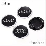 4pcs logo audi 69mm centre de roue cache moyeu jante emblme noir jantes insigne