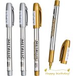 4pcs or et argent stylos marqueurs métalliquespermanents feutres marqueurs métallisés métalliques brillants ... 4pcs or et argent stylos marqueurs métalliquespermanents feutres marqueurs métallisés métalliques brillants ...