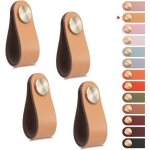 4pcs poigne meuble cuir bouton porte placard poignee cuir bouton de tiroir poignee de meuble vintage ...