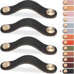 4pcs poigne meuble cuir (noir 96mm) bouton porte placard poignee cuir bouton de tiroir poignee de meuble ...