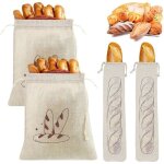 4pcs sac a pain longue conservationsac pain en lin avec cordon de serrage sachets pain rutilisable pour ...