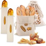 4pcs sac a pain sac  pain rutilisablesac a pain tissu sac en lin pour pain sac  baguettes pour pilonspoche ...
