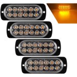 4pcs ultra mince 12led lumires stroboscopiques durgence ambre danger balise avertissement clignotant ...