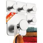 4smile accroche - serviette sans perage set de 5 - porte serviettes de salle de bains modernes argent ...