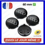 4x cache moyeu centre de roue pour audi noir 60mm embleme logo insigne jante