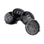 4x cache moyeu centre de roue pour audi noir 60mm embleme logo insigne jante