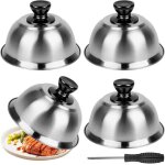 4x cloche pour hamburger inox 16 * 9 cm cloche chauffante pour fondre le fromage cloche de cuisson burger ...