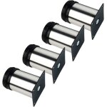 4x pieds de meuble pieds de meuble r�glables - m�tal chrom� - hauteur r�glable (total : 80 - 95mm)