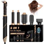 5 en 1 brosse soufflante brosse chauffante brushing air styler 60000tr / min s�che cheveux 1000w ensemble ...
