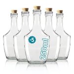5 bouteilles de luxe en verre 250ml avec bouchon en li�ge �l�gance et modernit� en verre de haute