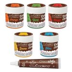 5 colorants alimentaires liposolubles bleu - jaune - rouge - vert - orange + 1 stylo chocolat