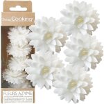 5 dahlias blancs en azyme - fleurs comestibles pour d�coration g�teau - d�co florale pi�ce - mont�e cupcakes ...
