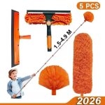 5 pcs plumeau t�lescopique tete de loup longueur 15 - 49 m - brosse de plumeau poussiere telescopique ...