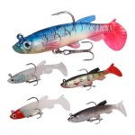 Leurre de pche - bionique - 5 pices - souple - hameon triple - polyvalent en eau douce et sale
