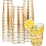 50 gobelets en plastique plaqu� or ? r�utilisables ? 300 ml ? verres � cocktail transparents ? incassables ...