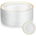 50 pices assiette plastique rutilisable 19cm assiette en plastique blanche assiettes dores plastique ...