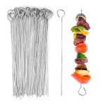 50 pi�ces pique a brochette en acier 30cmbrochettes pour barbecuepique a brochette inox / pique a brochette ...