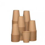 50 x gobelets  caf jetables en carton brun 240ml (8oz) pour les boissons chaudes et froides.