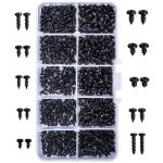 500pcs kit dassortiment de vis autotaraudeuses noires cruciforme vis avec bo�te pour bois m�tal mou m2 ...