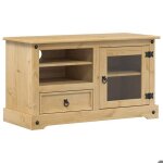 503117& table de t�l�vision / multim�dia - meuble tv - corona 100x45x58 cm - bois - bois de pin massif ...