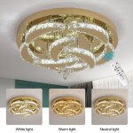 50cm lustre avec t�l�commande et variateur dintensit� - en cristal k9 dor� pour salon chambre