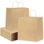 50x sac en papier kraft 34x22x38 cm avec poign�es sac grand take away : sachet alimentaire pour emporter ...