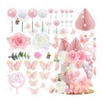 52 pices boule gteau topper dcoration de gteau papillon dcorations de gteau forme de feuilles palmier ...