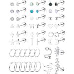 52 pi�ces boucles doreilles en acier inoxydable pour femmes hommes 20g cartilage oreille boucles doreilles ...
