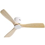 52 ventilateur de plafond pour salon nature 3 lames de ventilateur en bois massif sans bruit r�versible ...