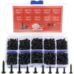 520 pices vis autotaraudeuses tte torx / ronde - autoforeuses noires pour bois mtal & plastique - ...