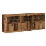 535772& bahut de rangement pour sjour - buffet avec lumires led - bois ancien 181. 5x37x67 cm bois ...